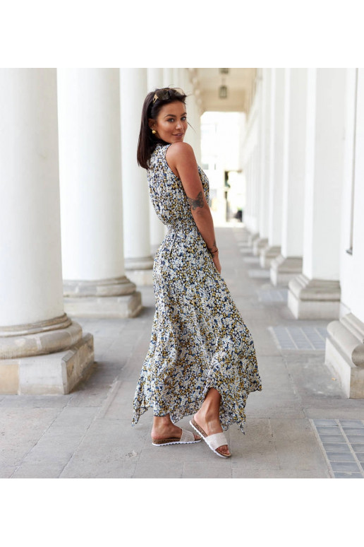 Tumši zila ziedu kleita Napolitano