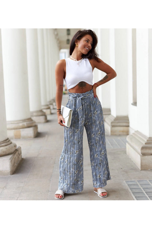 Zilas platas kroku bikses Manlio