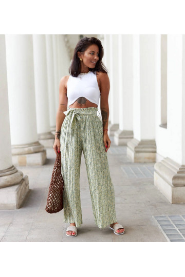 Zaļas platas kroku bikses...