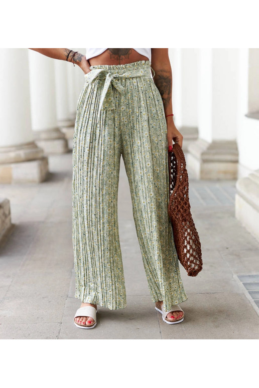 Zaļas platas kroku bikses Pietro