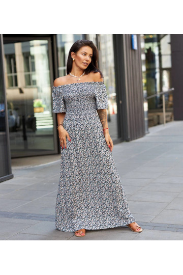 Tumši zila puķaina maxi... 2