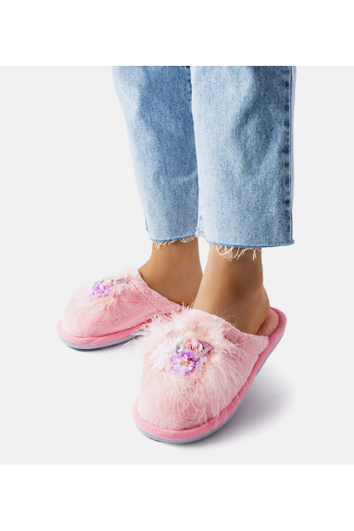 Rozā siltas čības ar ziediem Moly