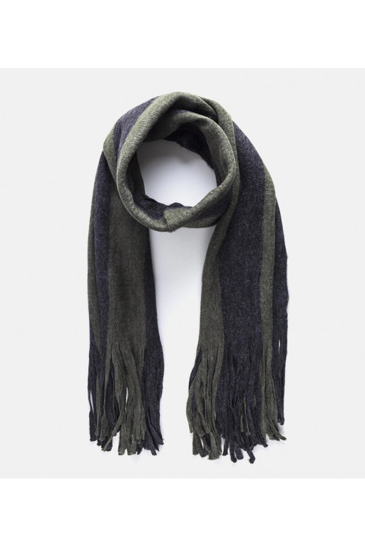 Zaļā-pelēka šalle ar pušķiem Lana Zaļā-pelēka šalle ar pušķiem Lana