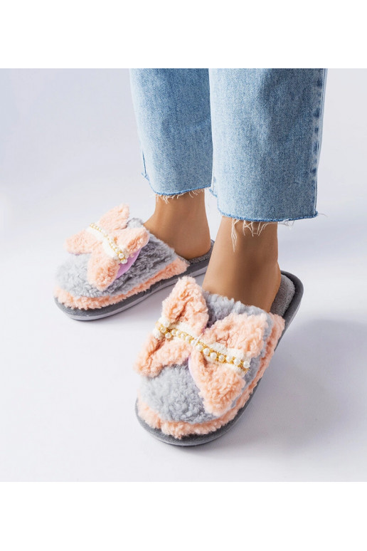 Pelēkas un rozā čības ar banti