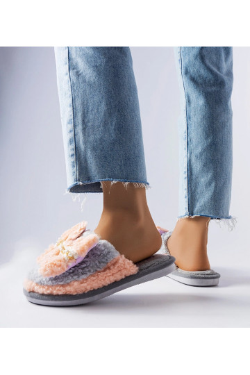 Pelēkas un rozā čības ar banti 2