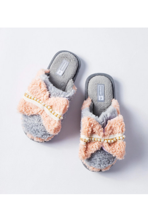 Pelēkas un rozā čības ar banti