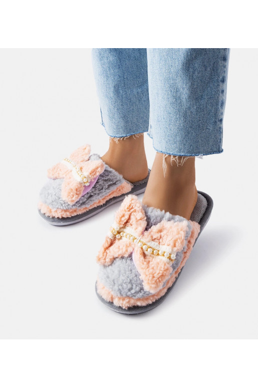 Pelēkas un rozā čības ar banti