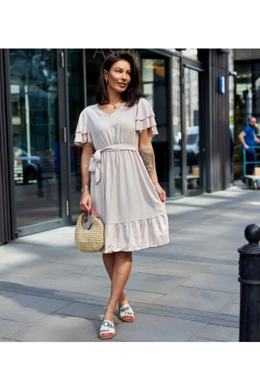 Bēša midi kleita ar Sagasa jostu