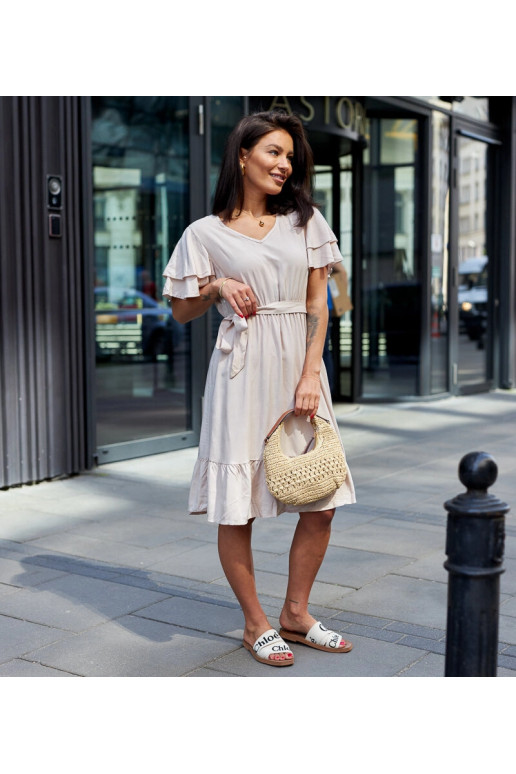 Bēša midi kleita ar Sagasa jostu