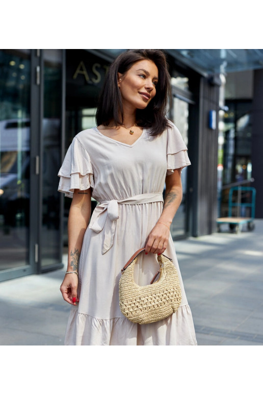 Bēša midi kleita ar Sagasa jostu