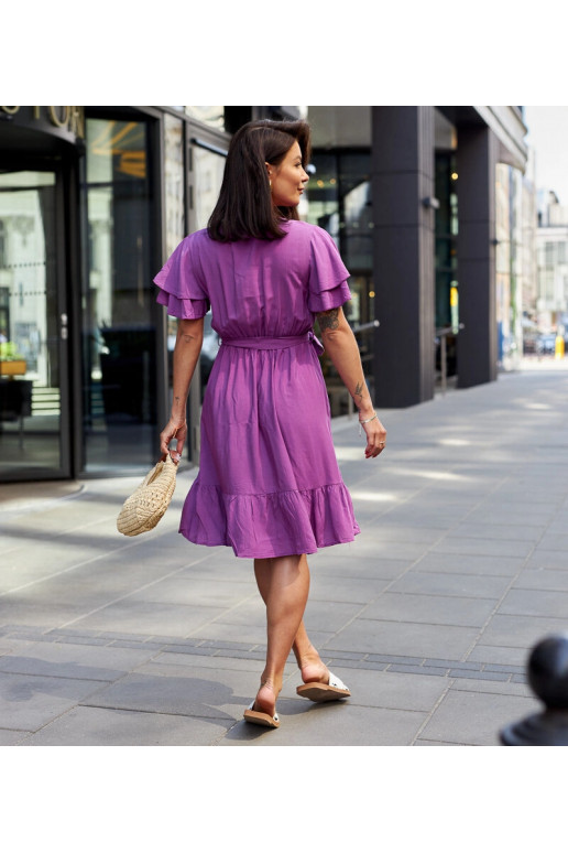 Lorinka Purple Ruched Mini kleita