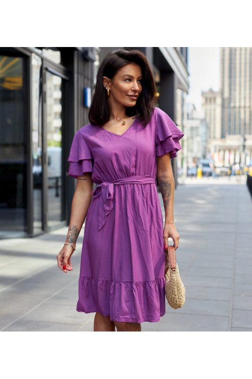 Lorinka Purple Ruched Mini kleita