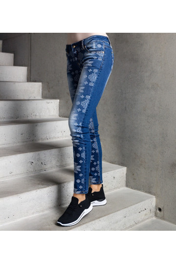 Meladia raksta slim fit džinsi zilā krāsā 2