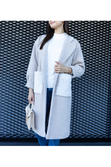 Garš bēšs mētelis ar plīša... 2