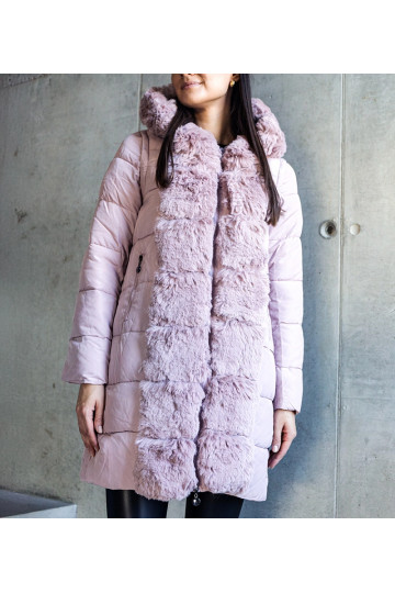 Rozā gara stepēta jaka ar...