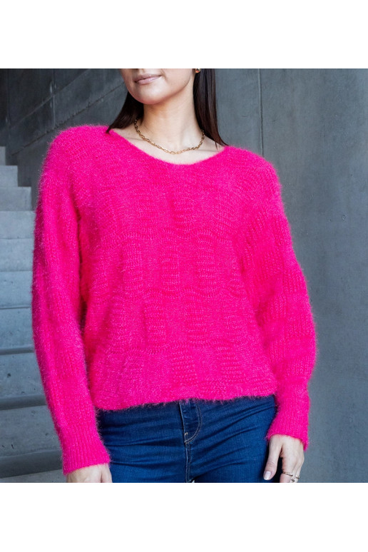 Neveri fuksijas džemperis ar apkakli Neveri fuksijas džemperis ar apkakli