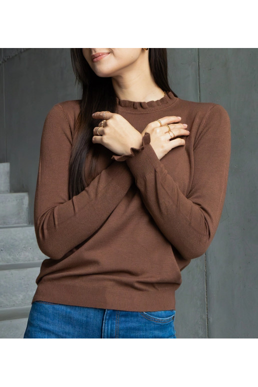 Brūns mīksts džemperis, dekorēts ar... Brūns mīksts džemperis, dekorēts ar...