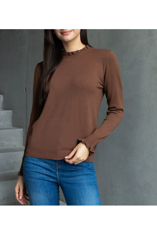 Brūns mīksts džemperis, dekorēts ar... Brūns mīksts džemperis, dekorēts ar...