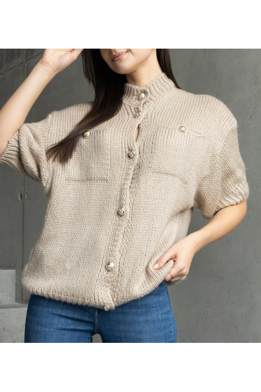 Tumši bēšs sieviešu džemperis ar īsām... Tumši bēšs sieviešu džemperis ar īsām...