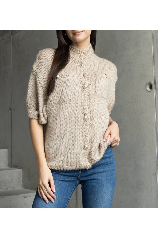 Tumši bēšs sieviešu džemperis ar īsām... Tumši bēšs sieviešu džemperis ar īsām...