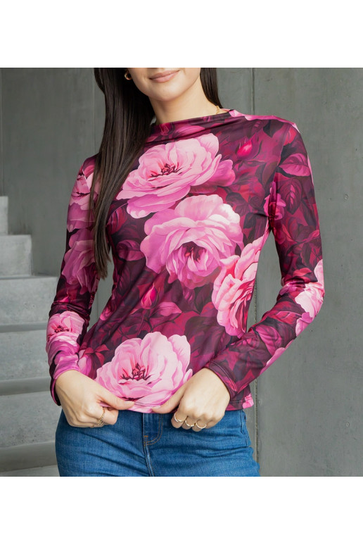 Rozā blūze dekorēta ar Amaya apdruku Rozā blūze dekorēta ar Amaya apdruku