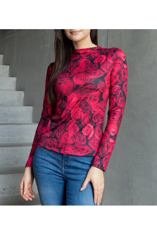 Sarkana blūze dekorēta ar Amaya apdruku Sarkana blūze dekorēta ar Amaya apdruku