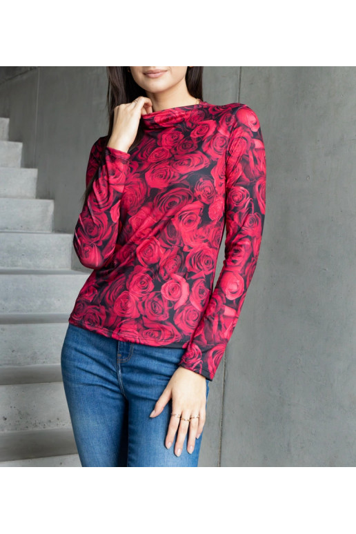 Sarkana blūze dekorēta ar Amaya apdruku Sarkana blūze dekorēta ar Amaya apdruku