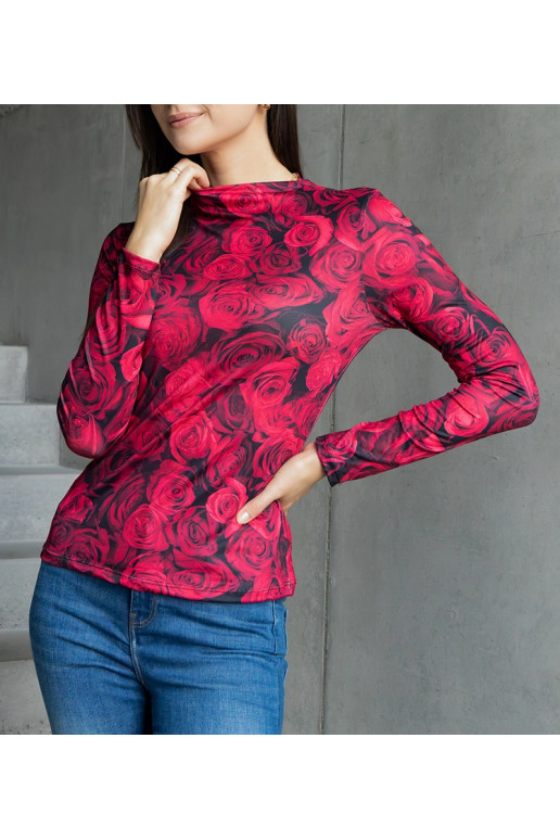 Sarkana blūze dekorēta ar Amaya apdruku Sarkana blūze dekorēta ar Amaya apdruku