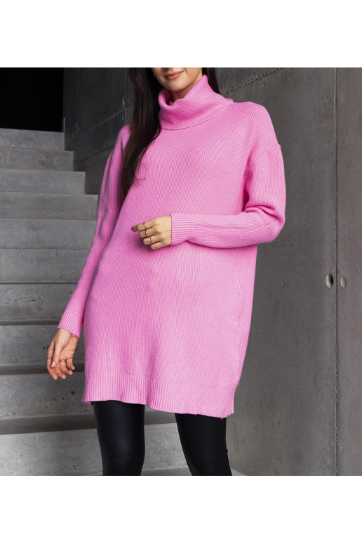 Garš rozā mīksts džemperis ar apkakli...