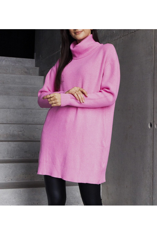 Garš rozā mīksts džemperis ar apkakli...