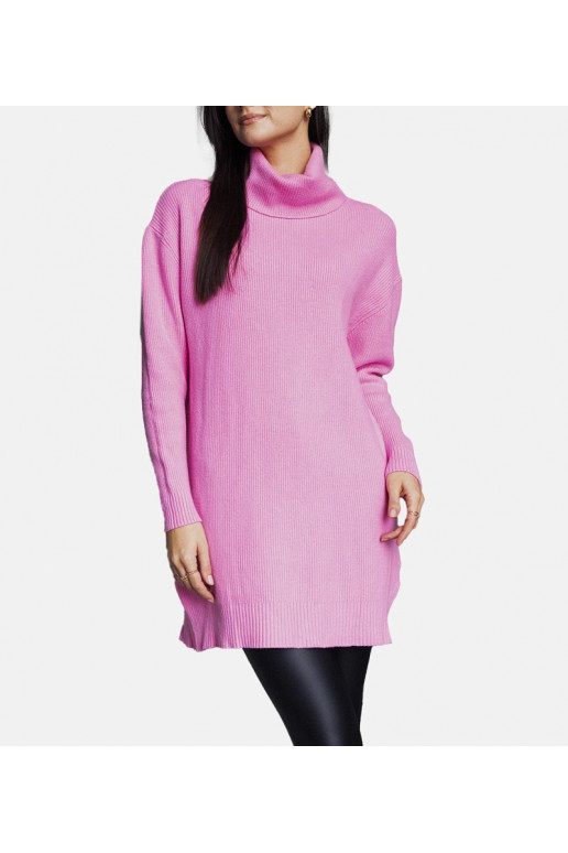 Garš rozā mīksts džemperis ar apkakli...