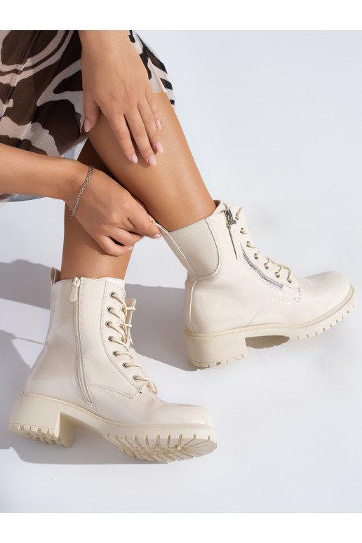 smilšu krāsas lakoti puszābaki  ar platformu