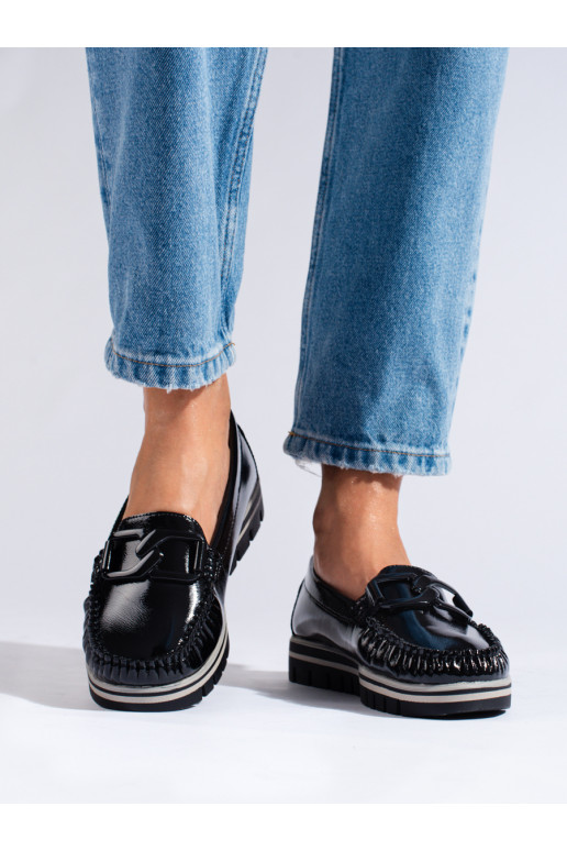 Laque Melnas krāsas Spīdīgi mokasīni