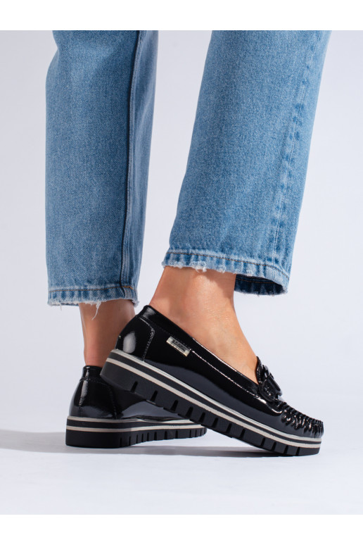 Laque Melnas krāsas Spīdīgi mokasīni