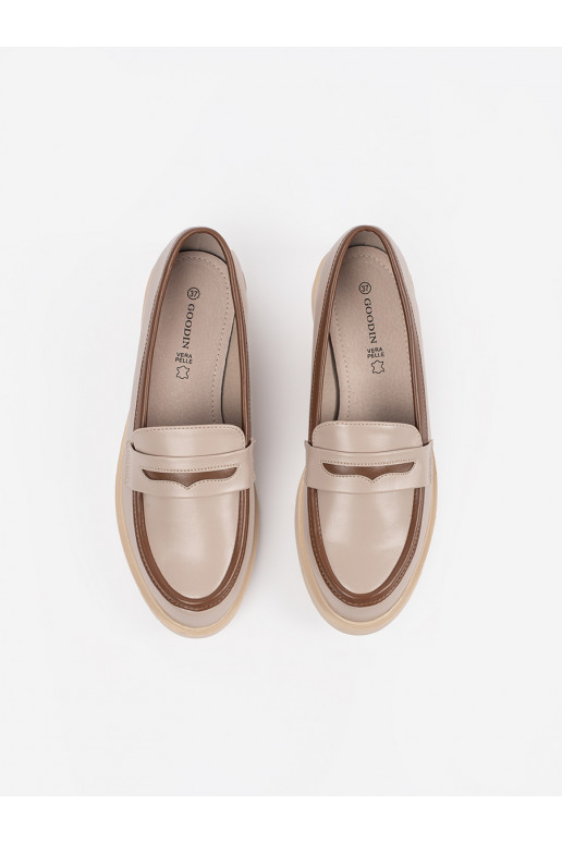 smilšu krāsas  sieviešu mokasīni