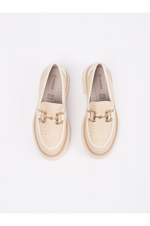 smilšu krāsas Spīdīgi mokasīni 