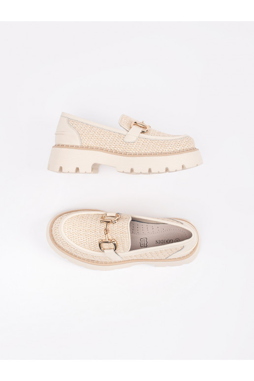 smilšu krāsas Spīdīgi mokasīni 