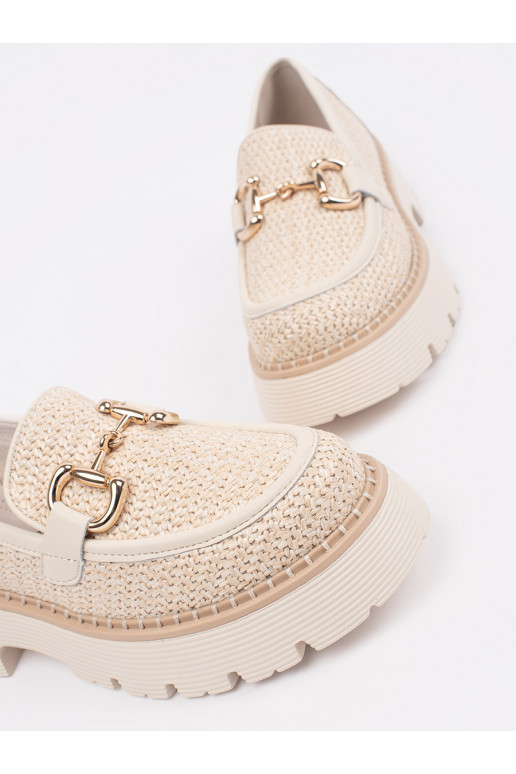 smilšu krāsas Spīdīgi mokasīni 