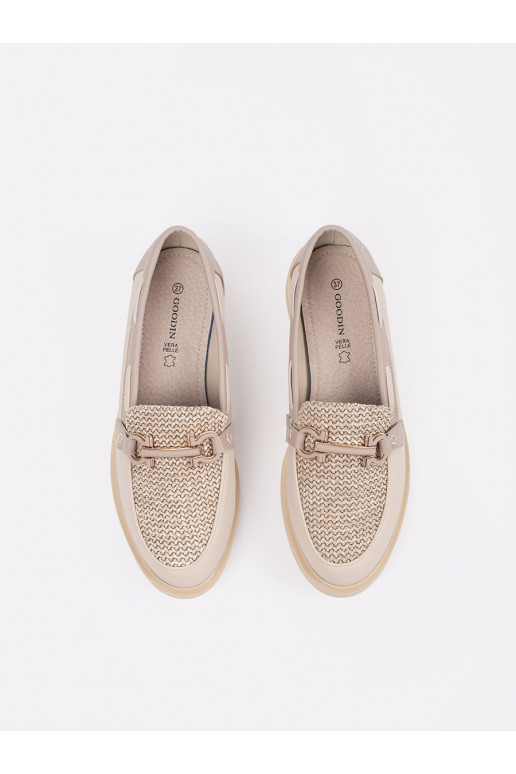 Ziloņkaula krāsas mokasīni ze skórzaną wkładką Ziloņkaula krāsas mokasīni ze skórzaną wkładką