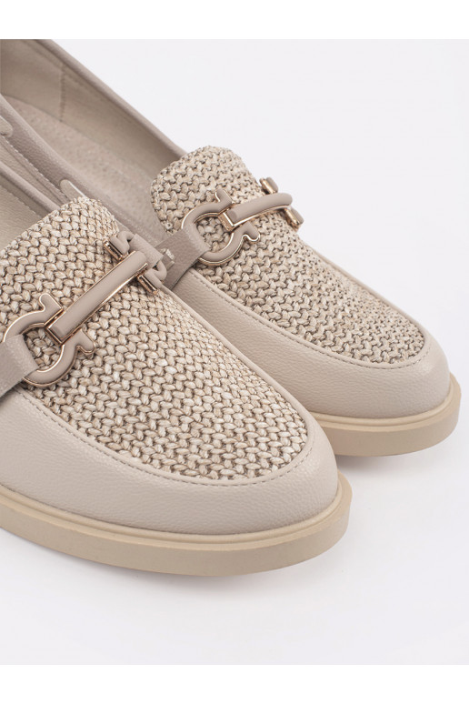 Ziloņkaula krāsas mokasīni ze skórzaną wkładką Ziloņkaula krāsas mokasīni ze skórzaną wkładką