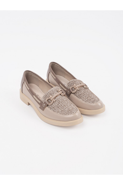 smilšu krāsas mokasīni ze skórzaną wkładką