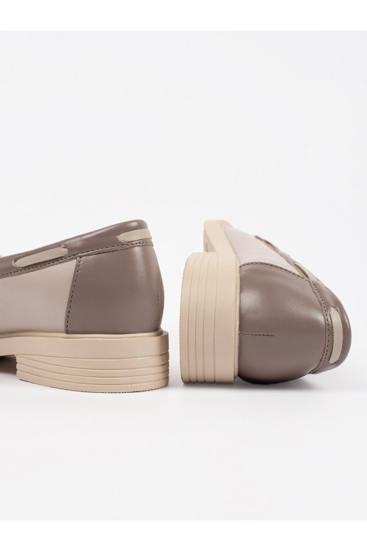 smilšu krāsas mokasīni ze skórzaną wkładką