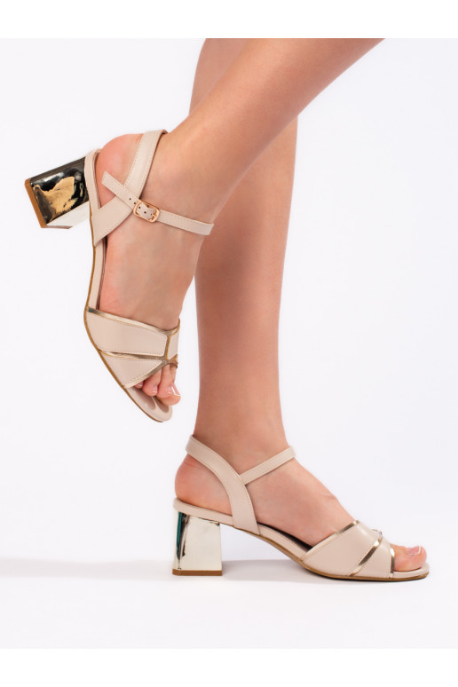 sandales uz papēža balta krāsa-