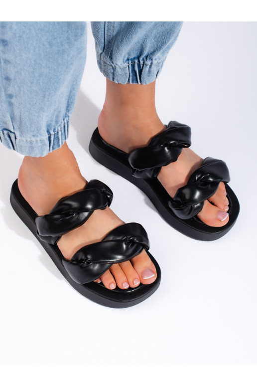 Melnas flip-flops ar biezu zoli