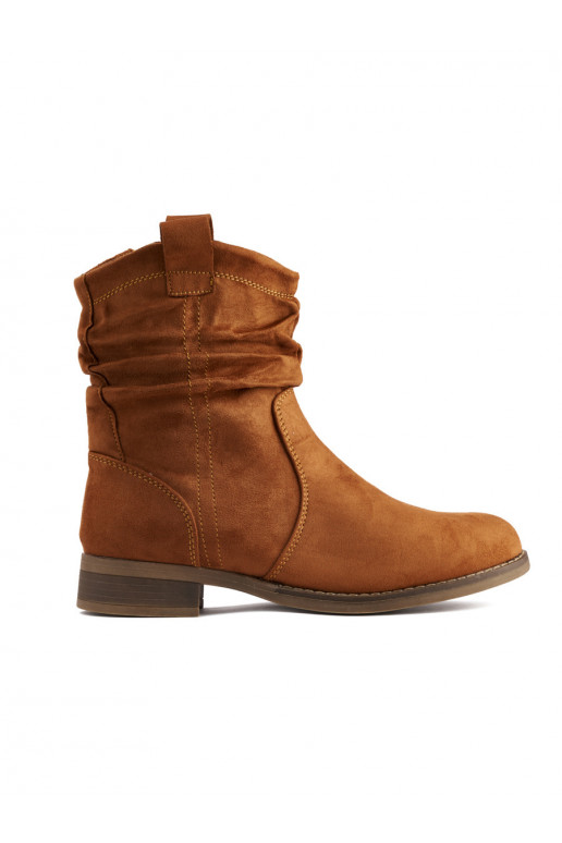 zamšādas brūnas krāsas sieviešu zābaki