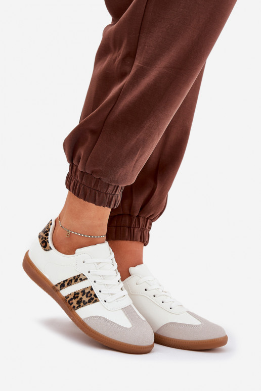   modeļa apavi  no eko ādas ar leoparda kažokādas rakstu baltas krāsas Nonalorin