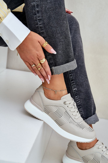 Ādas sporta kurpes Sneakers modeļa kurpes Sieviešu S.Barski LR51-551 smilšu krāsā