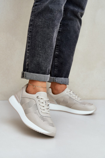 Ādas sporta kurpes Sneakers modeļa kurpes Sieviešu S.Barski LR51-551 smilšu krāsā 2
