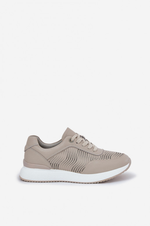 Ādas sporta kurpes Sneakers modeļa kurpes Sieviešu S.Barski LR51-551 smilšu krāsā