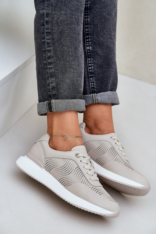 Ādas sporta kurpes Sneakers modeļa kurpes Sieviešu S.Barski LR51-551 smilšu krāsā